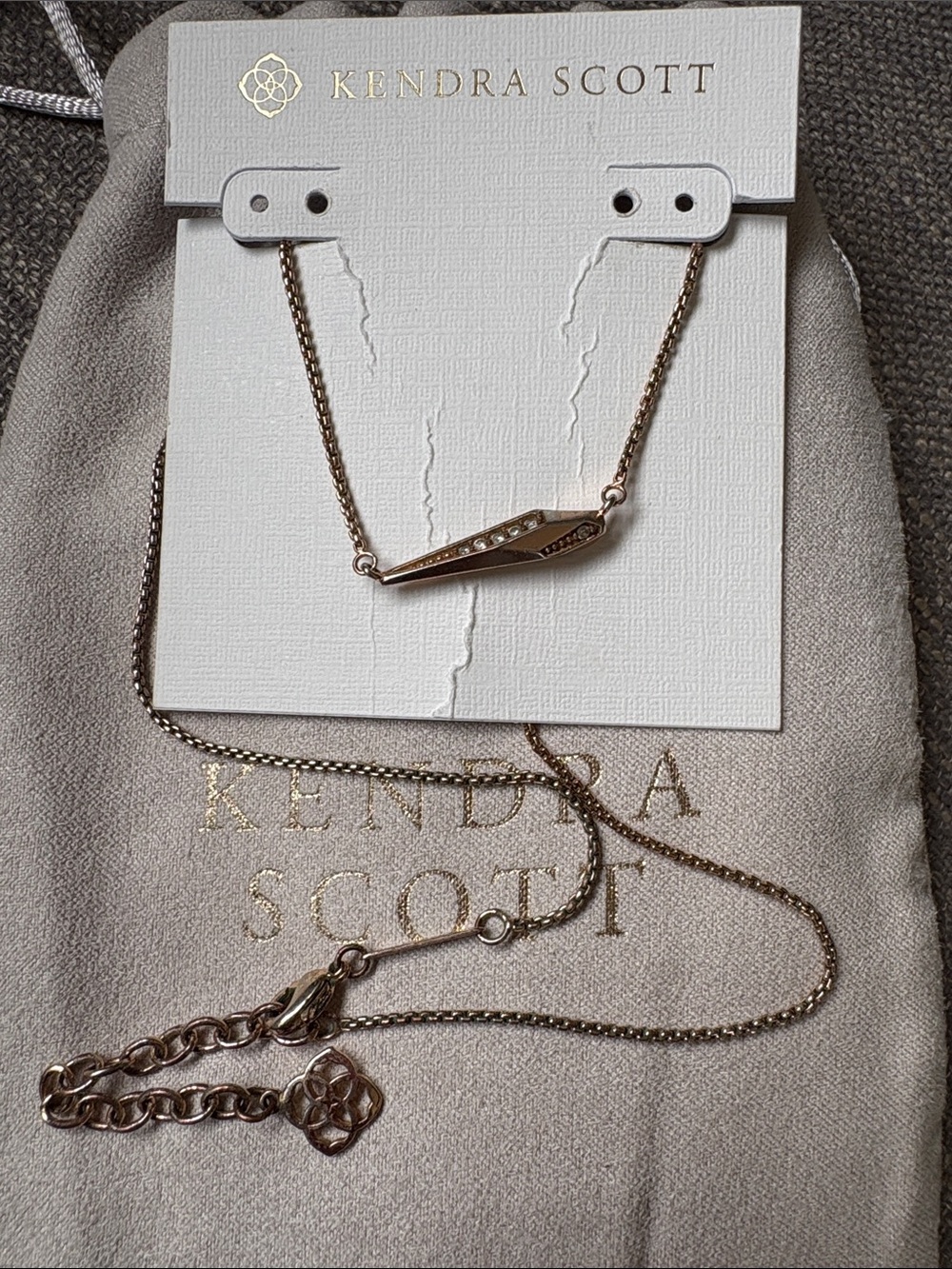 Kendra Scott Vintage Rose Gold/CZ stone necklace